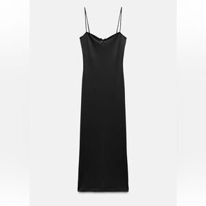 Zara LONG FITTED ELASTIC DRESS WITH BOW- Size S